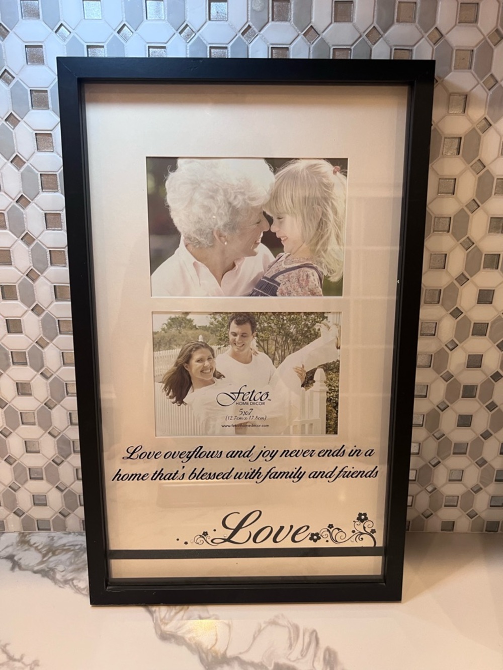Fetco Home Decor 2 Photo Wall Mount Picture Frame Black Love & Family  Theme